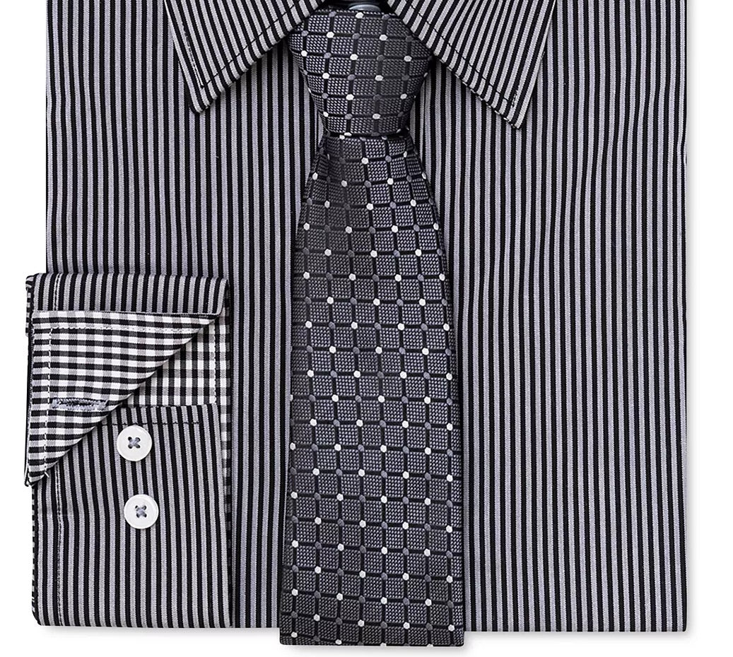 Camisa social masculina Nick Graham Modern Fit e gravata pretas tamanho 32x33