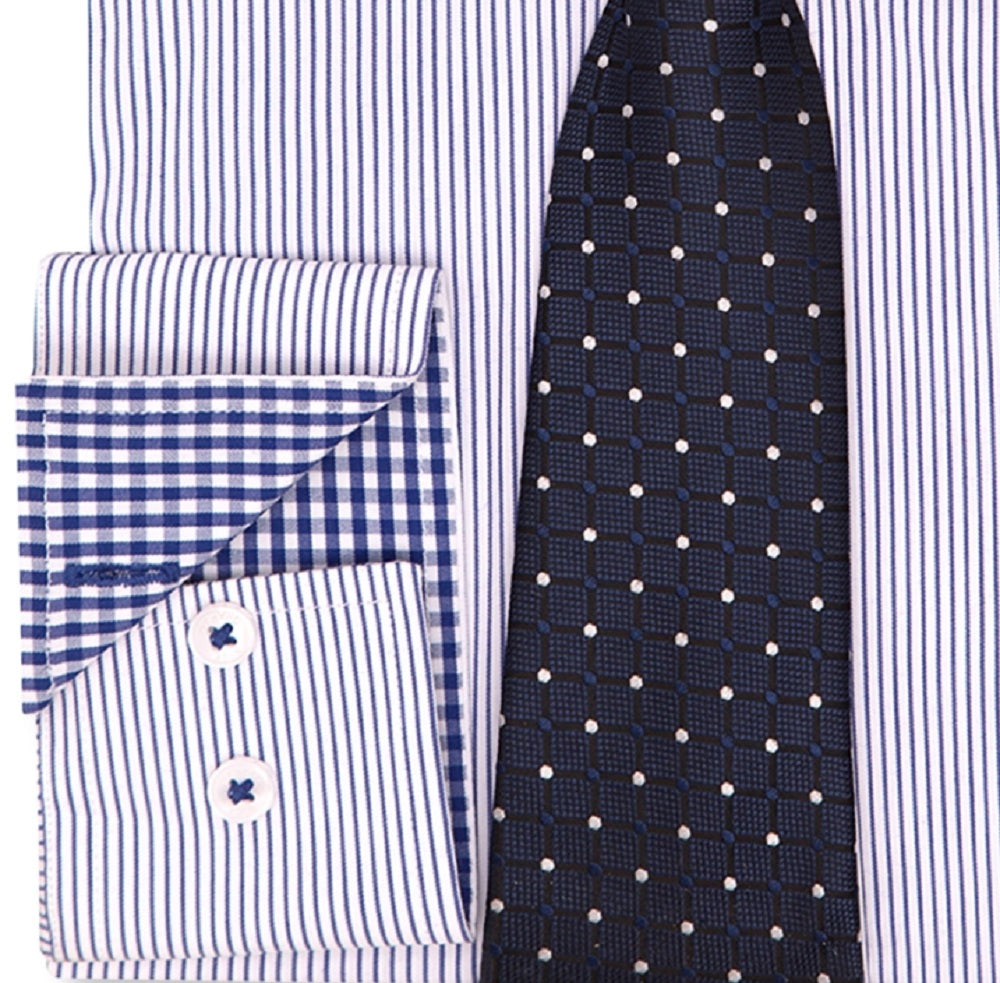 Camisa social masculina Nick Graham Modern Fit e gravata azul tamanho 14x32x33