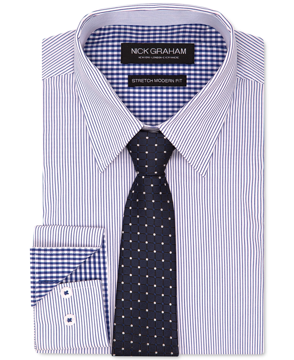 Camisa social masculina Nick Graham Modern Fit e gravata azul tamanho 14x32x33