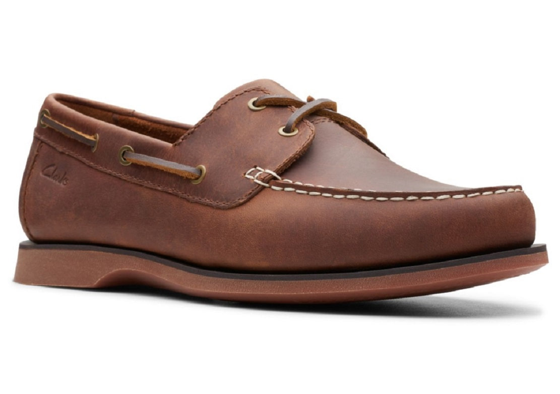 Sapatos náuticos Clarks Port View masculinos, marrom, tamanho 8,5 M