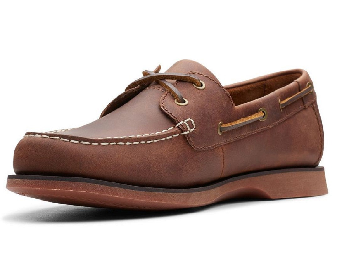 Sapatos náuticos Clarks Port View masculinos, marrom, tamanho 8,5 M