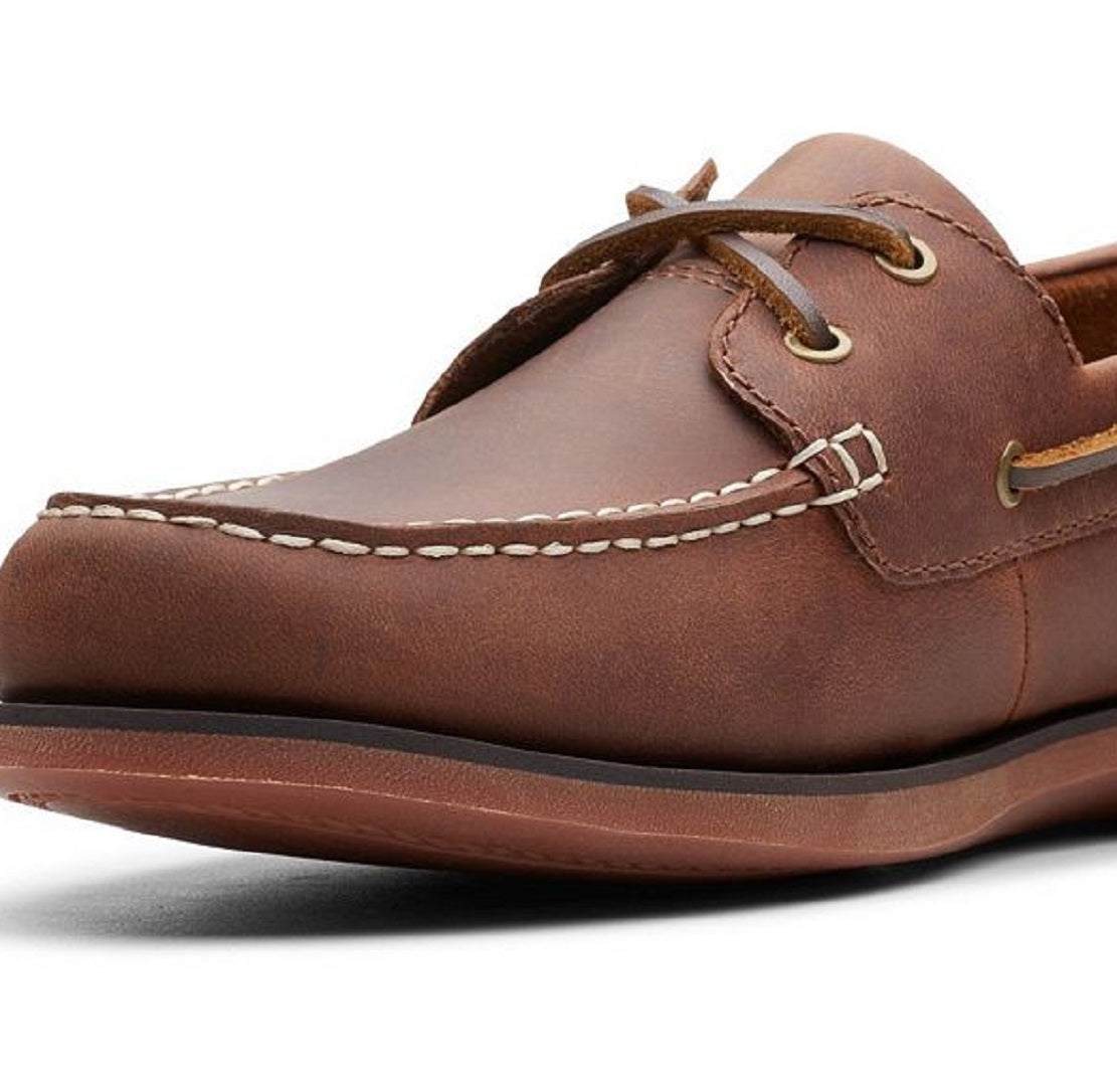 Sapatos náuticos Clarks Port View masculinos, marrom, tamanho 8,5 M
