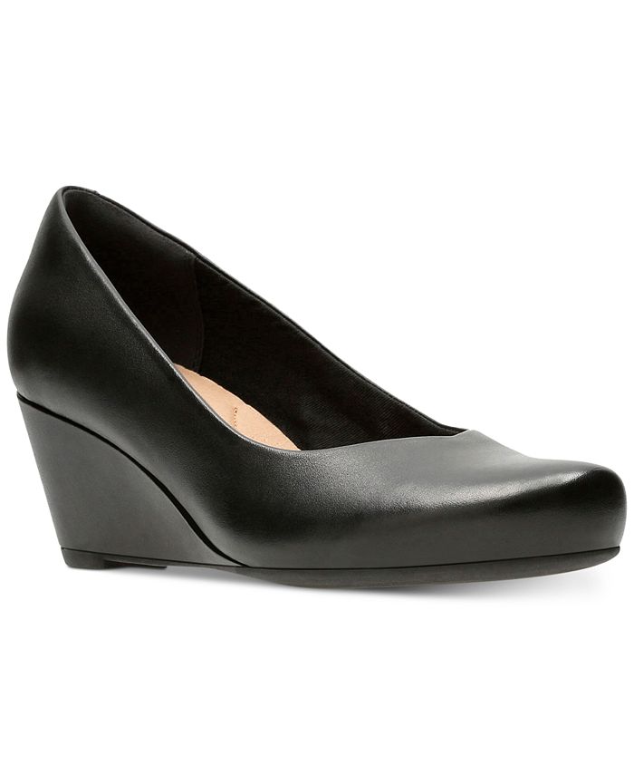 Clarks Flores Tulip Wedge Scarpin Feminino Preto Tamanho 6,5 W