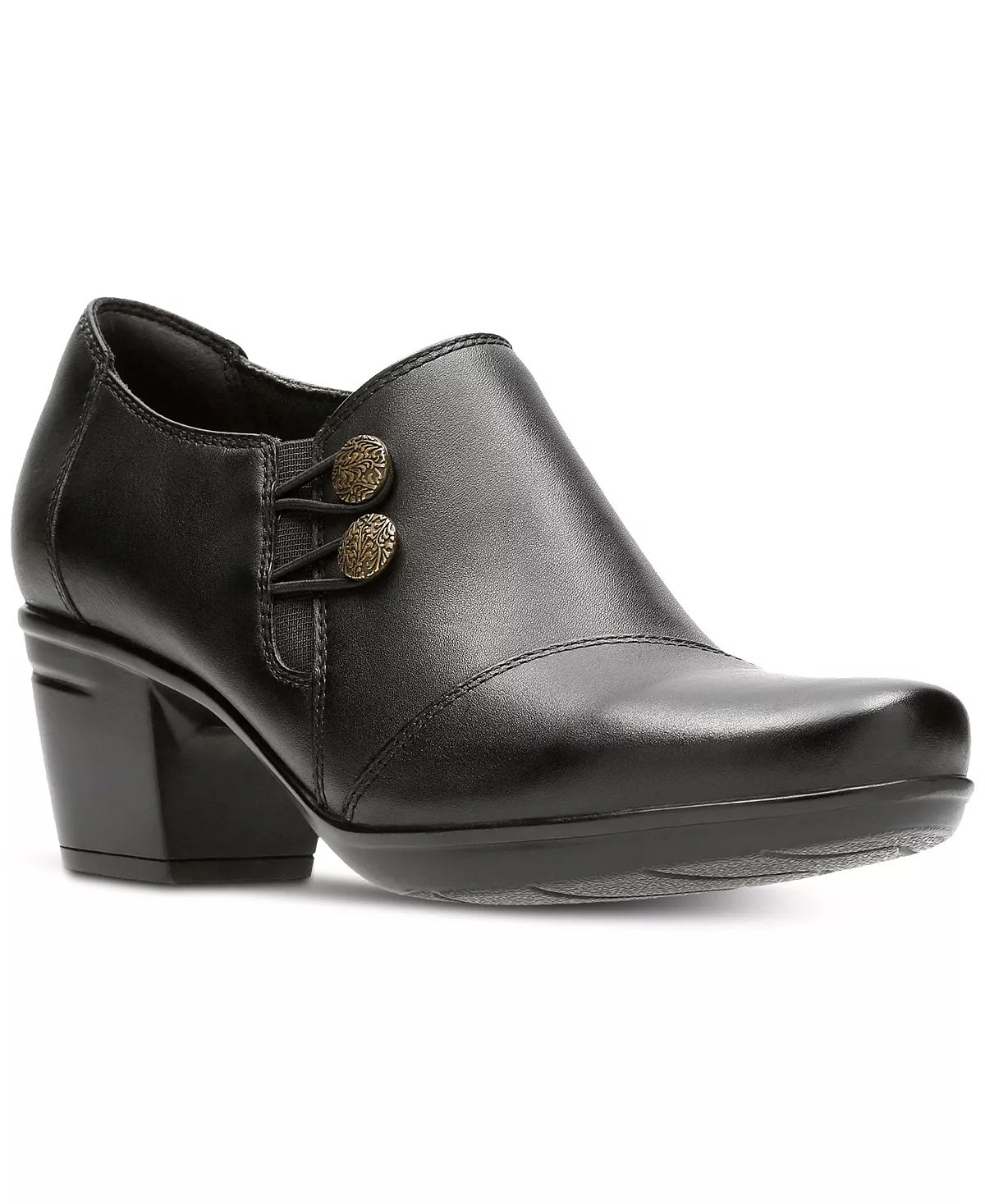Clarks Emslie Warren Leather Shooties Feminino Preto Tamanho 9 M