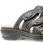 Sandália feminina Clarks Leisa Grace com tira tripla e detalhes em couro, preta, tamanho 9 M