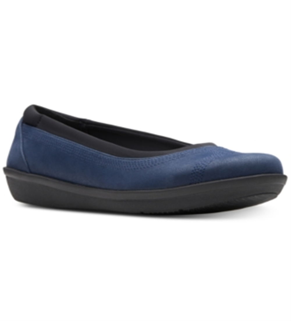 Clarks Mocassim Feminino Slip On Cushion Soft Flats Azul Tamanho 7,5 M