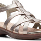 Sandália Clarks Feminina Pewter Metallic Loomis Katey Couro Cinza Tamanho 8,5 M