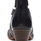 Clarks Sandálias Femininas de Couro com Tiras Cruzadas e Tiras Valarie Dream, Bico Redondo, Salto Bloco e Zíper, Pretas, 6,5 M