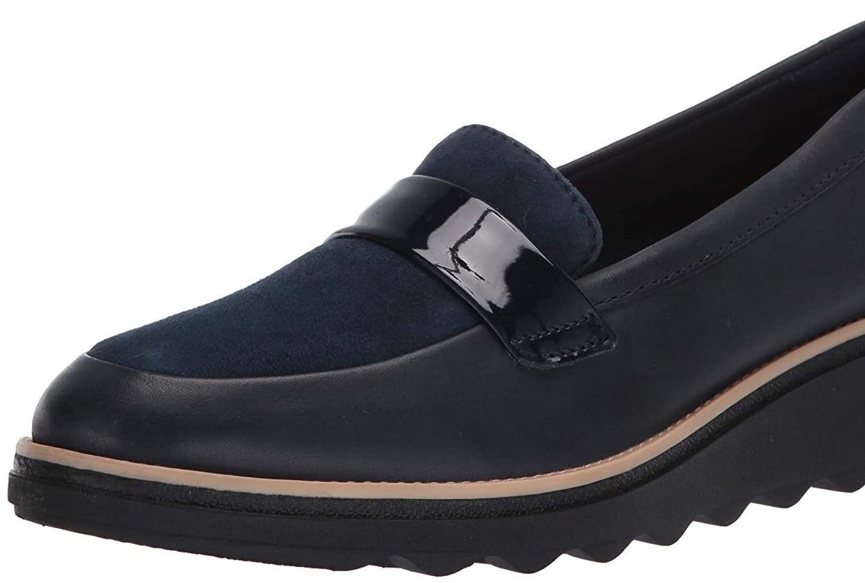 Clarks Coleção Feminina Sharon Gracie Sapatos Mocassins Azul Tamanho 7,5 M