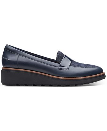 Mocassins Clarks Sharon Gracie da coleção feminina, azul, tamanho 9,5 M