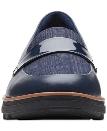 Mocassins Clarks Sharon Gracie da coleção feminina, azul, tamanho 9,5 M