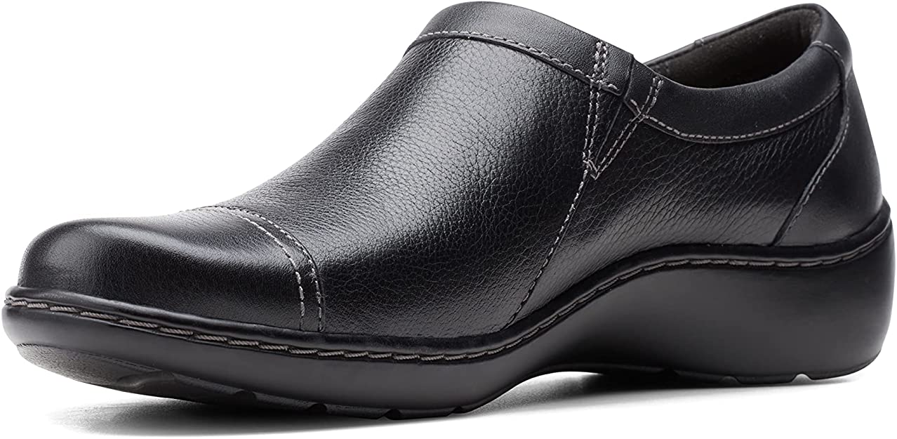 Clarks Cora Giny Cushioned Zip Loafer Flats Feminino Preto Tamanho 8 M