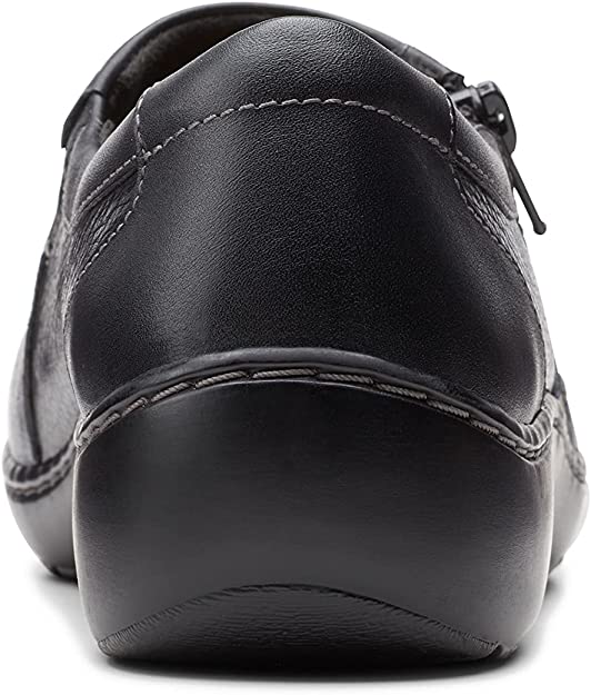Clarks Cora Giny Cushioned Zip Loafer Flats Feminino Preto Tamanho 8 M
