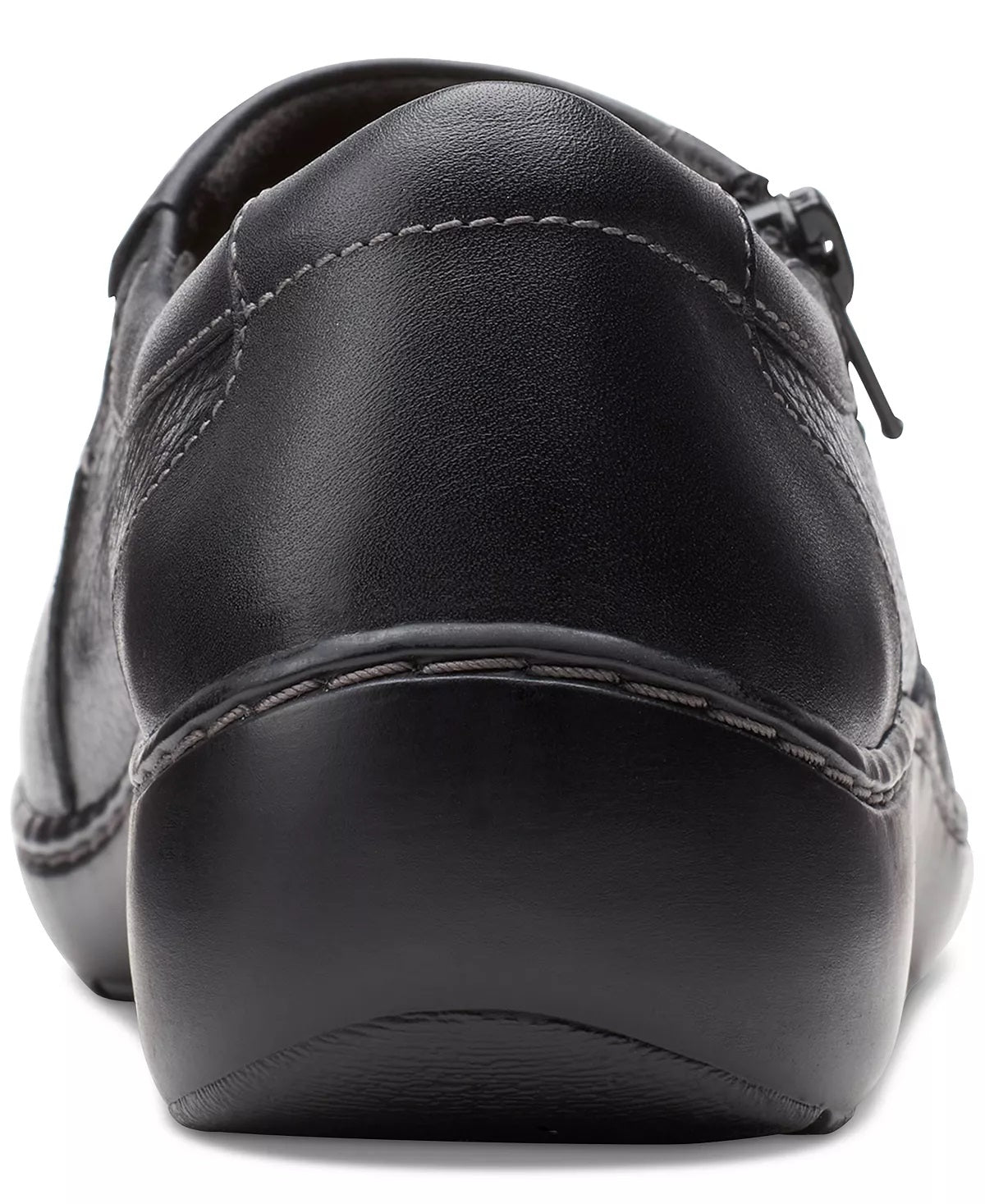 Clarks Cora Giny Cushioned Zip Loafer Flats Feminino Preto Tamanho 9 M