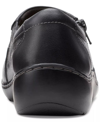 Clarks Women's Cora Giny Cushioned Zip Loafer Flats Shoes Black Size 9 M