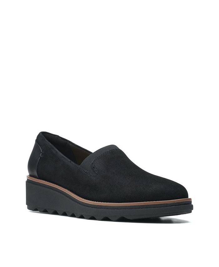 Sapatos Clarks Sharon Dolly da coleção feminina, pretos, tamanho 8,5 M