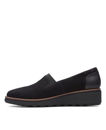 Sapatos Clarks Sharon Dolly da coleção feminina, pretos, tamanho 8,5 M