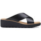 Clarks Jillian Gem Crisscross Sandálias de cunha femininas pretas tamanho 9,5M