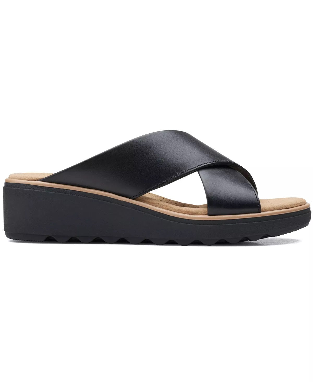 Clarks Jillian Gem Crisscross Sandálias de cunha femininas pretas tamanho 9,5M