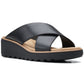 Clarks Jillian Gem Crisscross Sandálias de cunha femininas pretas tamanho 9,5M