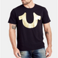 Camiseta masculina True Religion com estampa de ferradura, preta, tamanho pequeno