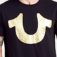 Camiseta masculina True Religion com estampa de ferradura, preta, tamanho pequeno