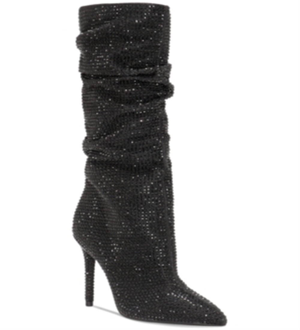 Botas femininas Jessica Simpson Layzer Slouch com strass, pretas, tamanho 7,5