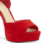 Jessica Simpson Sandálias Femininas Beeya de Couro Peep Toe Casual com Tira no Tornozelo Vermelhas Tamanho 9,5