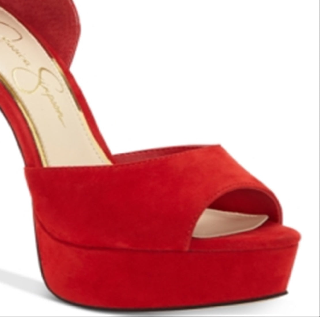 Jessica Simpson Sandálias Femininas Beeya de Couro Peep Toe Casual com Tira no Tornozelo Vermelhas Tamanho 9,5