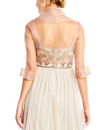Adrianna Papell Jaqueta Wrap Feminina de Organza Bege Tamanho Grande