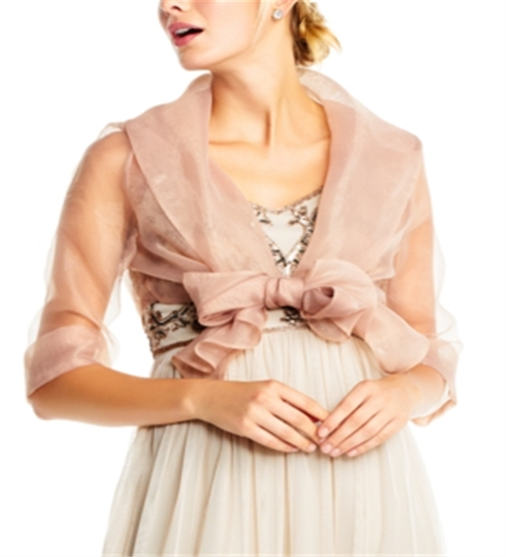 Adrianna Papell Jaqueta Wrap Feminina de Organza Bege Tamanho Grande