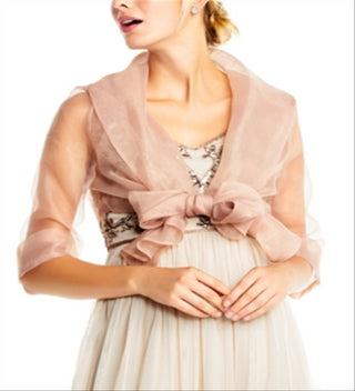 Adrianna Papell Women's Organza Wrap Jacket Beige Size Large