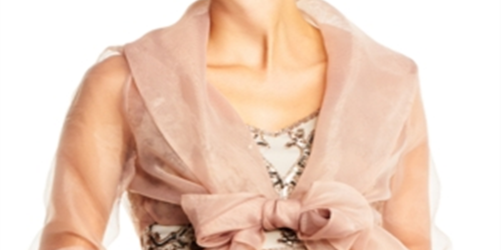 Adrianna Papell Jaqueta Wrap Feminina de Organza Bege Tamanho Grande