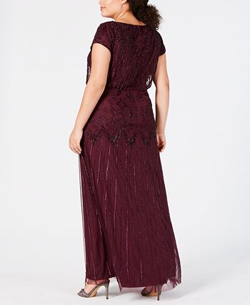 Vestido Blusão Ilusão de Contas Feminino Adrianna Papell Roxo Tamanho 22W