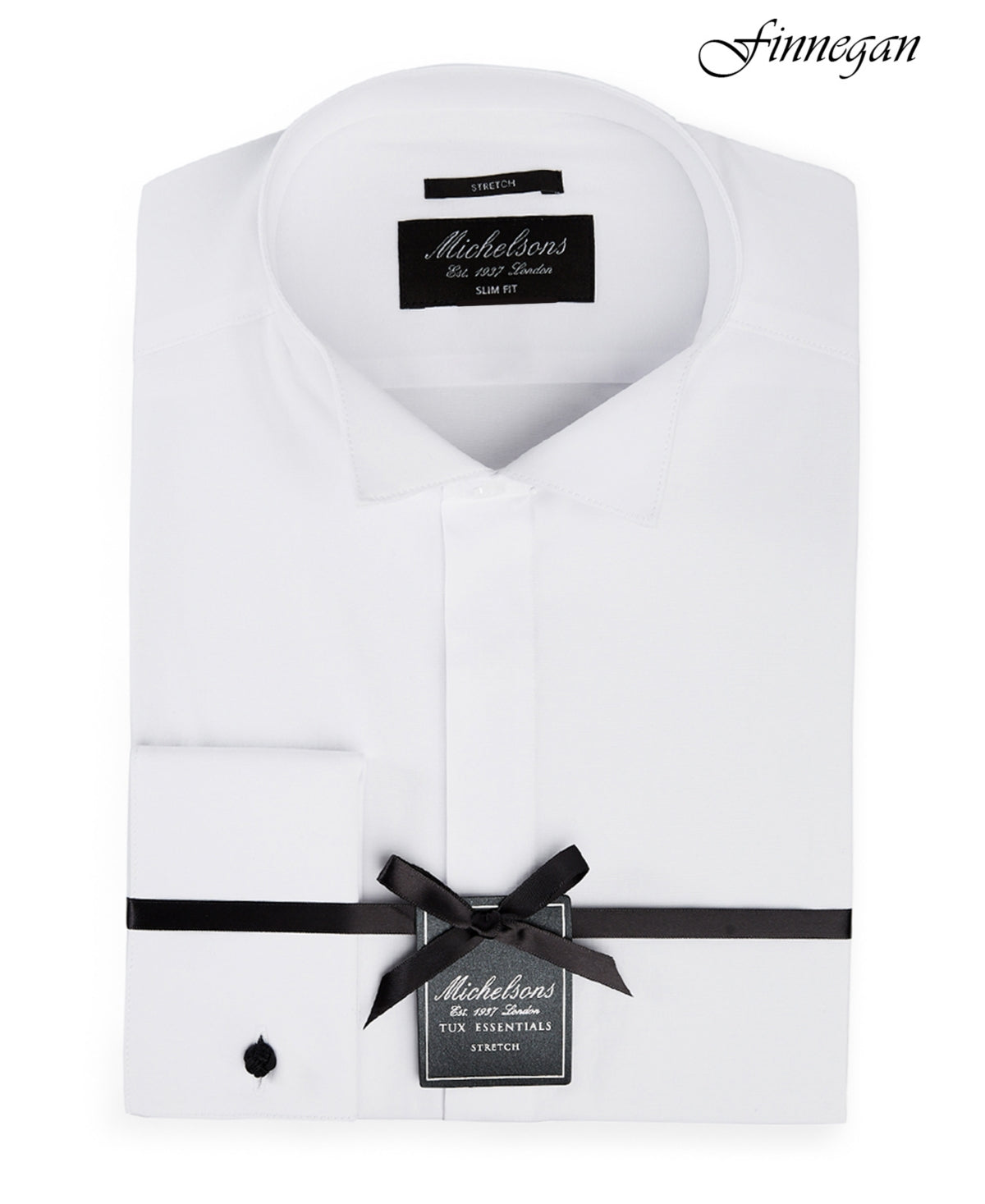 Camisa smoking masculina Michelsons Of London com corte slim e punho elástico, branca, tamanho 15x32x33