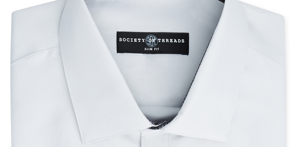 Camisa social masculina slim fit, sem passar roupa, sólida, cinza, tamanho médio, da Society of Threads