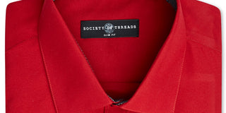 Camisa social masculina slim fit, sem passar roupa, lisa, tamanho grande, vermelha, da Society of Threads