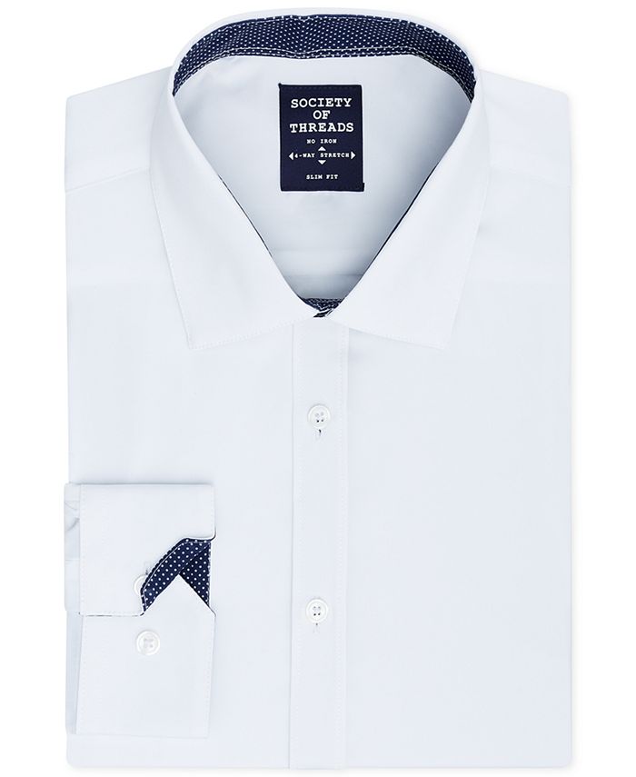 Camisa social masculina slim fit stretch sólida, tamanho pequeno, branca, da Society Of Threads