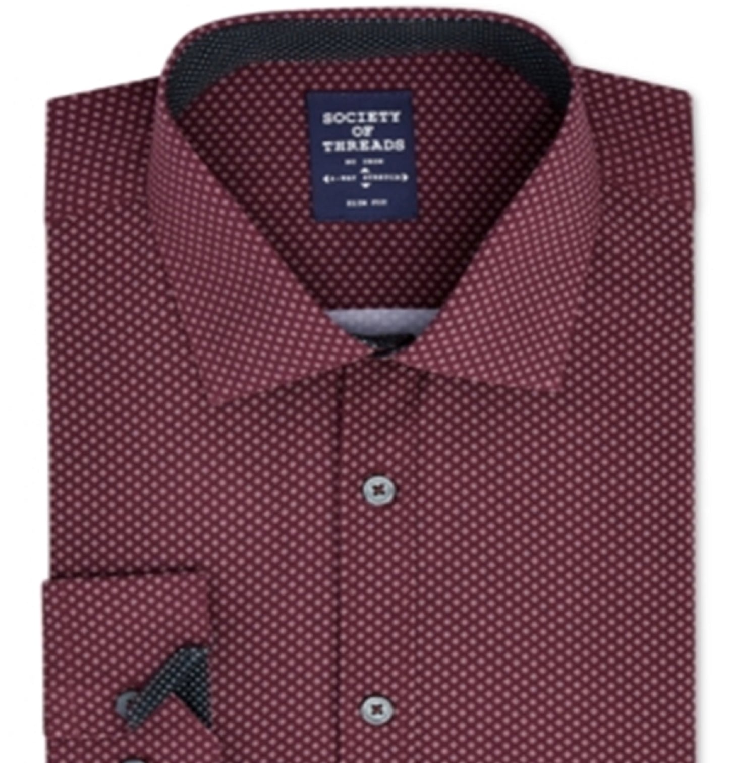 Camisa social masculina slim fit com elástico e diamante, tamanho médio, vermelha, da Society Of Threads