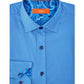 Camisa social masculina Tallia listrada, elástica, slim fit, azul, tamanho 15,5 x 32-33