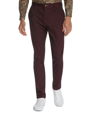 Calça esportiva masculina Tallia Straight Fit Stretch Geo Paisley Vinho - Tamanho 38