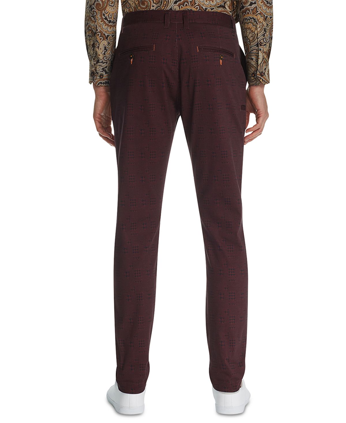 Calça esportiva masculina Tallia Straight Fit Stretch Geo Paisley Vinho - Tamanho 38