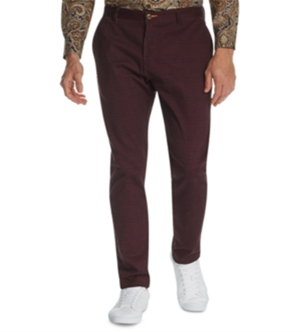 Calça esportiva masculina Tallia Straight Fit Stretch Geo Paisley Vinho - Tamanho 38