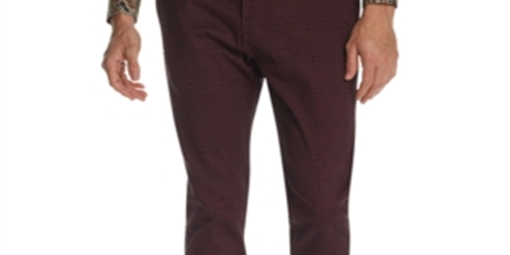 Calça esportiva masculina Tallia Straight Fit Stretch Geo Paisley Vinho - Tamanho 38