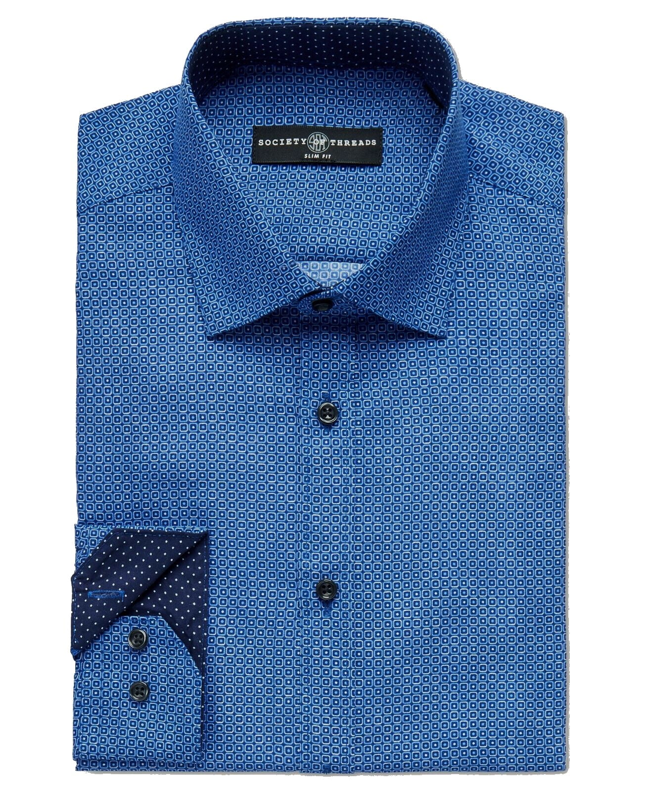 Camisa social masculina Geo Slim Fit da Society Of Threads, azul, tamanho XX-G