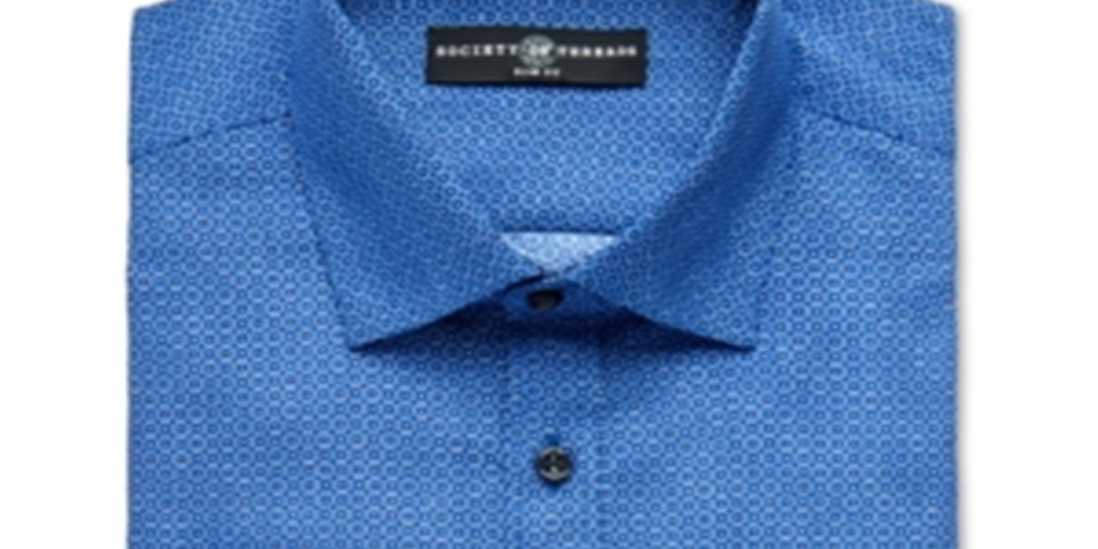 Camisa social masculina Geo Slim Fit da Society Of Threads, azul, tamanho XX-G