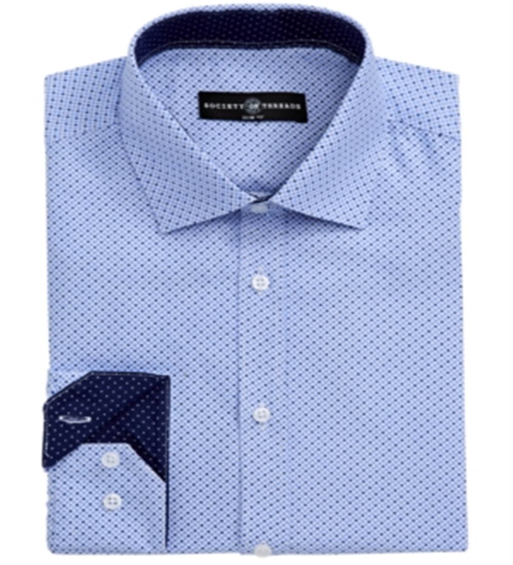 Camisa social masculina slim fit com bolinhas geométricas, tamanho extragrande, preta, da Society Of Threads