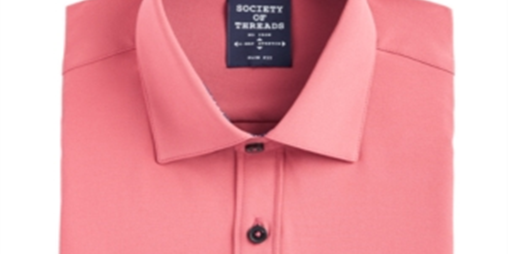 Camisa social masculina slim fit antirrugas e com absorção de umidade da Society Of Threads, tamanho XX-G, laranja