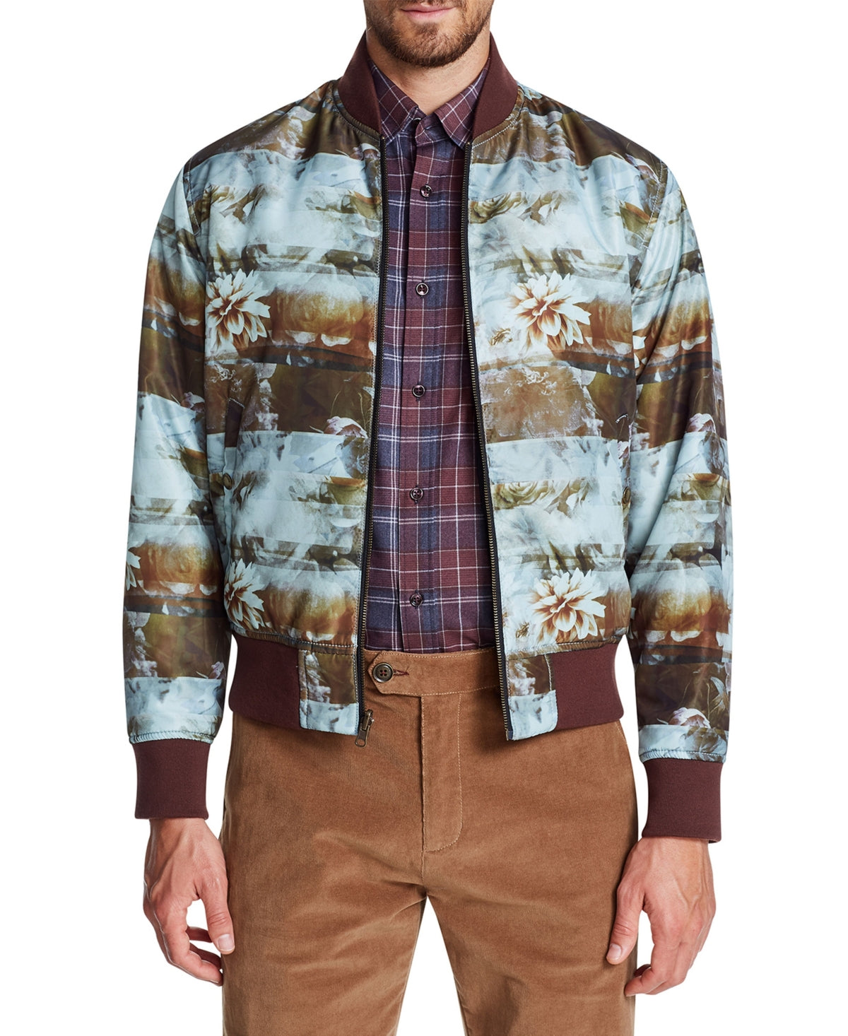 Brooklyn Brigade Hunter Reversível Bomber Masculino Marrom Tamanho Grande