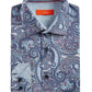 Camisa social masculina Tallia Slim Fit, sem passar a ferro, com estampa paisley elástica, tamanho pequeno, azul